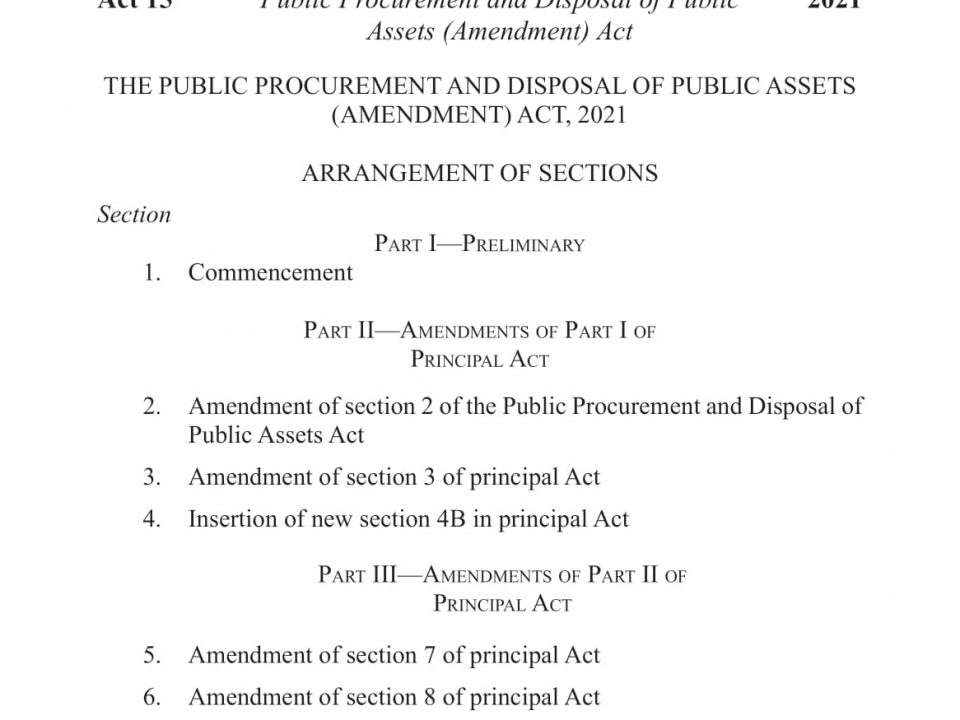 The Public Procurement and Disposal of Public Assets Authority